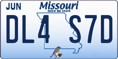 MO license plate DL4S7D