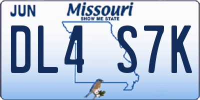 MO license plate DL4S7K