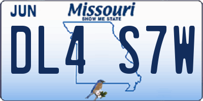 MO license plate DL4S7W