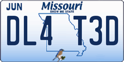 MO license plate DL4T3D