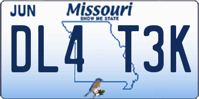 MO license plate DL4T3K