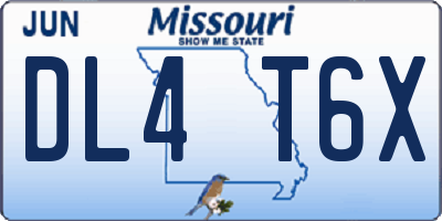 MO license plate DL4T6X