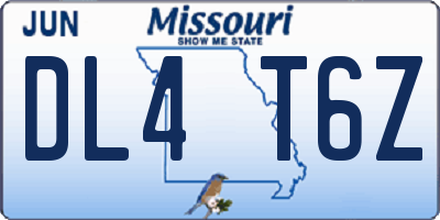 MO license plate DL4T6Z