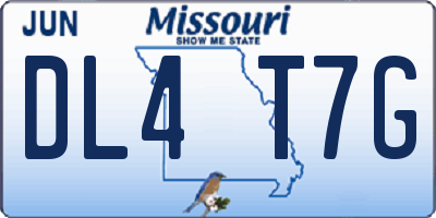 MO license plate DL4T7G