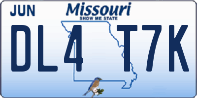 MO license plate DL4T7K