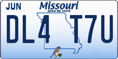 MO license plate DL4T7U