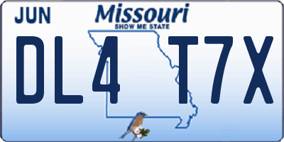MO license plate DL4T7X