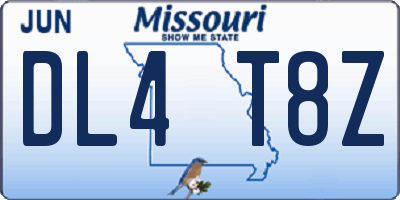 MO license plate DL4T8Z