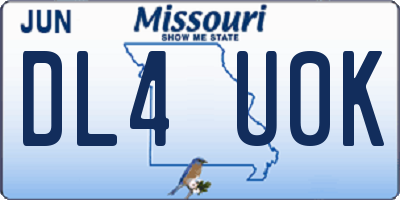 MO license plate DL4U0K