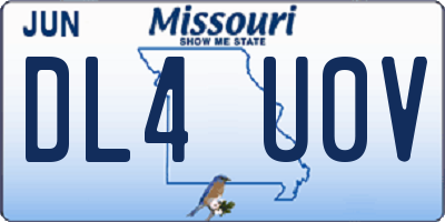 MO license plate DL4U0V