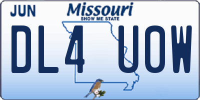MO license plate DL4U0W
