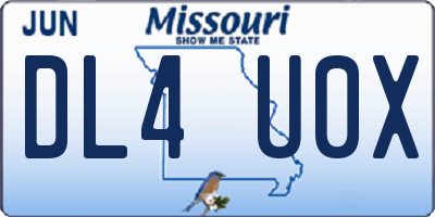 MO license plate DL4U0X