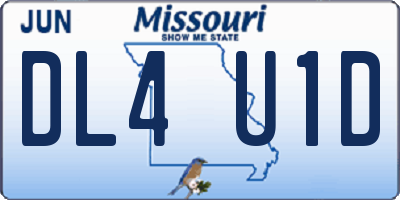 MO license plate DL4U1D