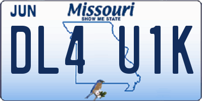 MO license plate DL4U1K