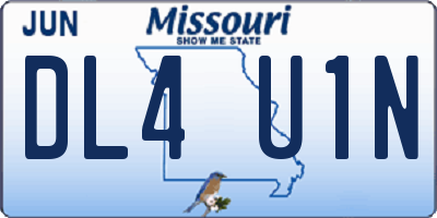 MO license plate DL4U1N