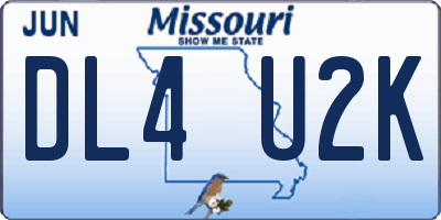 MO license plate DL4U2K
