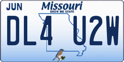 MO license plate DL4U2W