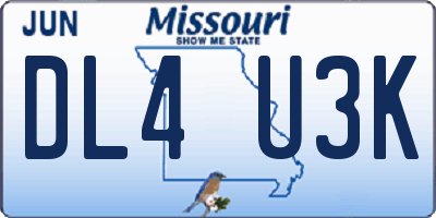 MO license plate DL4U3K