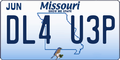 MO license plate DL4U3P
