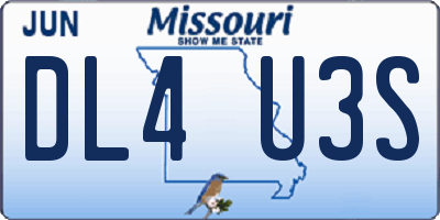 MO license plate DL4U3S