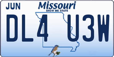 MO license plate DL4U3W