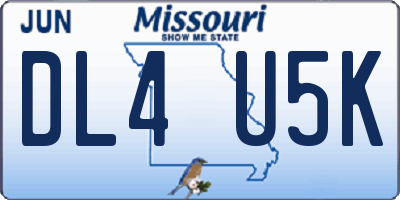 MO license plate DL4U5K