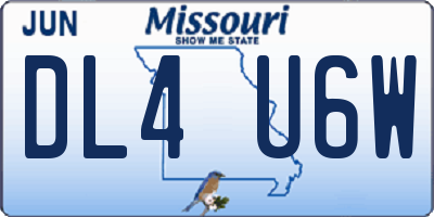 MO license plate DL4U6W