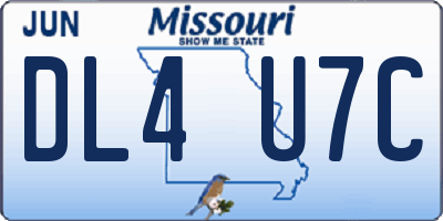 MO license plate DL4U7C