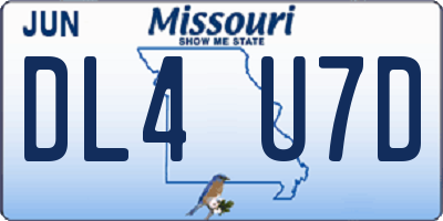 MO license plate DL4U7D