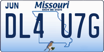 MO license plate DL4U7G