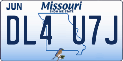 MO license plate DL4U7J