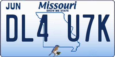 MO license plate DL4U7K