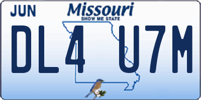 MO license plate DL4U7M