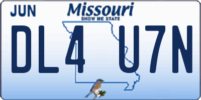MO license plate DL4U7N