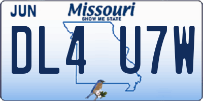 MO license plate DL4U7W