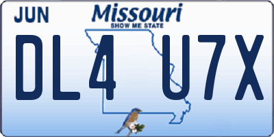 MO license plate DL4U7X