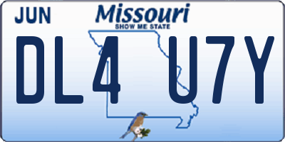 MO license plate DL4U7Y