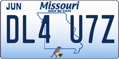 MO license plate DL4U7Z