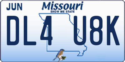 MO license plate DL4U8K