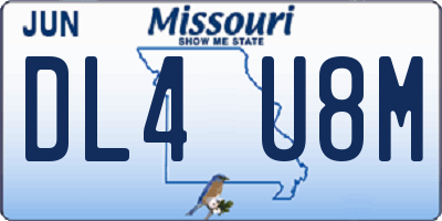 MO license plate DL4U8M