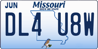 MO license plate DL4U8W