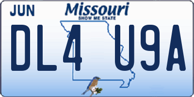 MO license plate DL4U9A