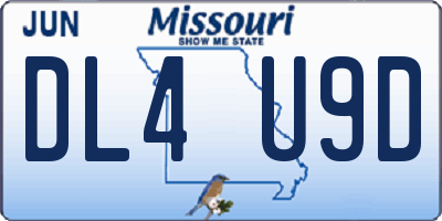 MO license plate DL4U9D