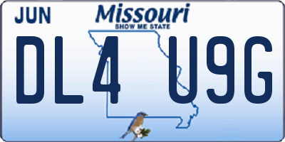 MO license plate DL4U9G