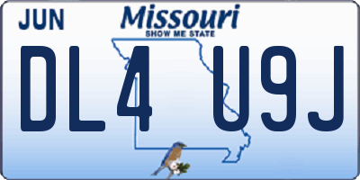 MO license plate DL4U9J