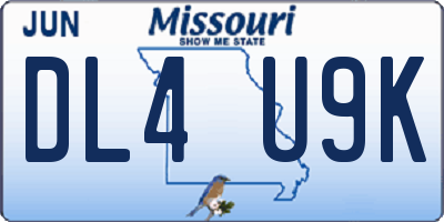 MO license plate DL4U9K