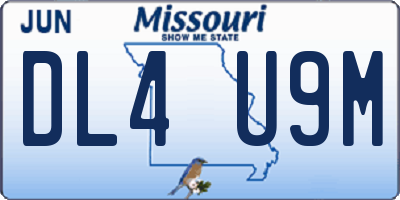 MO license plate DL4U9M
