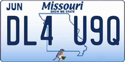 MO license plate DL4U9Q