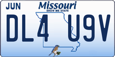 MO license plate DL4U9V