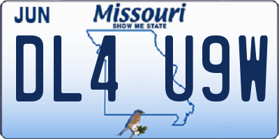 MO license plate DL4U9W